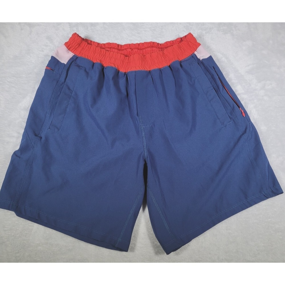 Freeballers Shorts Mens Large Red White Blue Lined Stretch‎ Zipped Pockets